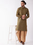 Vastramay Men's Black And Rose Gold Silk Blend Kurta And Dhoti Set